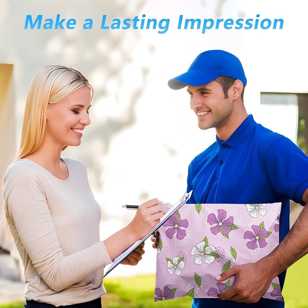 20 Poly Mailer Value Pack- Purple Floral Pattern (6”x9”) Qty 20 NWT - Picture 5 of 7